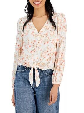 HIPPIE ROSE FLORAL TIE- HEM TOP